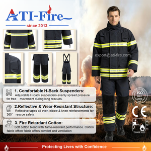 Combinaison de pompier ATI-FIRE EN469 FR en coton ignifuge, imperméable et résistante au feu, équipement de protection individuelle (EPI) pour la lutte contre les incendies, équipement de la brigade incendie - Product Image 1