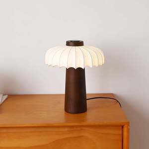 Table <b>Lamp</b> Walnut Wood Grain <b>Led</b> <b>Light</b> Source E27 Bulb Base Switch Control Hotel Guesthouse Decorative Ambient Lighting - Product Image 2