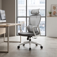 Chaise de bureau ergonomique moderne, réglable en hauteur, dossier haut en mousse, support lombaire, accoudoirs pivotants réglables, base en aluminium pour la maison