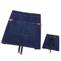 Tablier de travail vintage en toile avec logo personnalisé, poches et taille ajustable, pour barista, café, restaurant, fleuriste, hommes et femmes