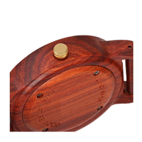 Jam Tangan Kayu Mewah Quartz dengan Tali Jam Kustom untuk Pria Kayu Cendana Merah Logo Terukir