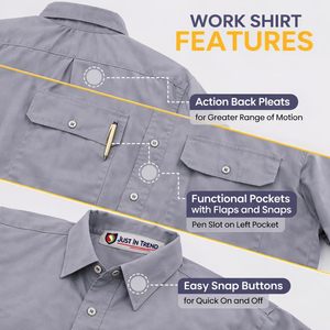 เสื้อเชิ้ตทำงานผู้ชาย คุณภาพพรีเมียม แขนยาว ผ้าฝ้าย กันฝุ่น ทรงปกติ ใส่ได้ทั้งชายและหญิง สำหรับผู้ใหญ่ - Product Image 5