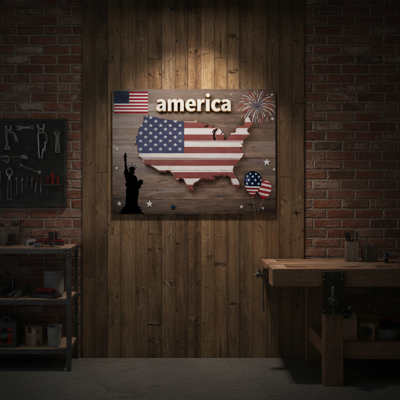 Modern LED Canvas Painting American Flag
