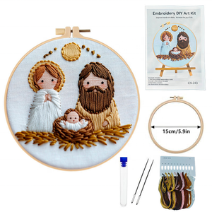 DIY Handmade Art Kit Custom Cross Stitch Beginner <b>Embroidery</b> Kits <b>SET</b> with Cotton Fabric - Product Image 4