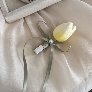 Pinza para el pelo Sweet Tulip de 5 cm con diseño de borde de cinta de tela y malla, accesorios para el cabello para mujeres y niñas - Product Image 6
