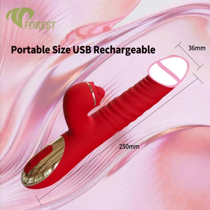 Vibratore a 10 Modalità con Funzione di Spinta, Stimolatore Clitorideo e Punto G, Dildo Impermeabile IPx6 Ricaricabile USB per Donne - Product Image 4