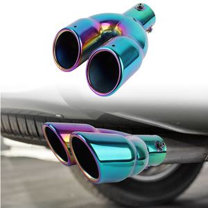Silencieux Flamas à Gorge Droite Universel en Fibre de Carbone, Lumière Bleue Rouge, Tuyau d'Échappement Led pour Voiture - Product Image 6