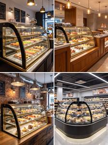 Vitrina Refrigerada Comercial <span class=keywords><strong>para</strong></span> Pasteles y Repostería, Refrigerador con Ventilación Forzada, Pantalla LED y Cristal Curvo <span class=keywords><strong>para</strong></span> Panadería - Product Image 5