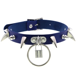 Colar de couro do punk <span class=keywords><strong>goth</strong></span>, colar de chifre ox, gargantilha sexy, feminino, de metal, com fecho em anel - Product Image 1