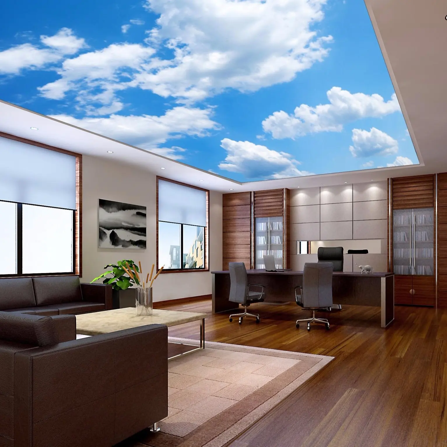 ZHIHAI室内装飾素材中国ポップ半透明フィルムレストラン偽天井デザイン3D天井タイル