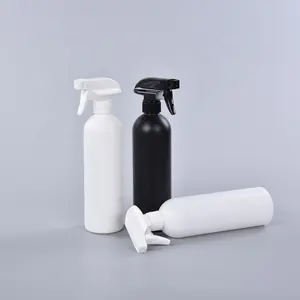 Garrafa de spray para limpeza, líquido de limpeza vazio, 500 ml, 500 ml, 17 onças, 17 onças, 16 onças e 16 onças, plástico HDPE preto fosco branco