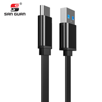 Cable USB Tipo-C Macho-Macho de Alta Velocidad de 1m con Logotipo OEM, Carga Rápida de 3A, Cable Plano de Aluminio y PVC con Blindaje Trenzado para Computadora, 1 Año de Garantía