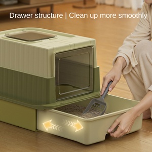 Bac à litière pour chat extra large, fermé, anti-éclaboussures, anti-odeurs, antibactérien, toilettes pour animaux de compagnie, vente en gros - Product Image 2