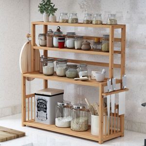 Étagères à épices à trois niveaux en bambou personnalisées, directement de l'usine, pour l'organisation de la cuisine - Product Image 1