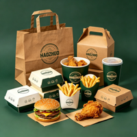 Boîte à hamburger de style rétro avec impression personnalisée, porte-frites, sac en papier kraft résistant à la graisse pour une solution de restauration rapide tout-en-un à emporter