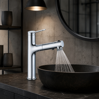 Robinet de lavabo extractible contemporain à trois modes anti-oxydation pour salle de bain, livraison directe