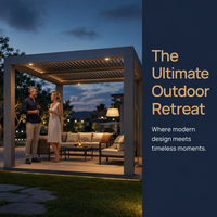 Pergola motorisée en aluminium Grain Smart à lames orientables, écologique, avec contrôle par application, éclairage RGB, capteur de pluie et design inspiré de la nature