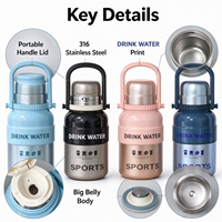 Botol Air Olahraga Terisolasi Stainless Steel 316 800ml Termos Vakum Portabel dengan Pegangan