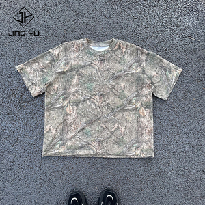 커스텀 오버사이즈 티셔츠 빈티지 헤비웨이트 코튼 크롭 박시 리얼 트리 카모 티셔츠 카모플라주 디지털 프린트 그래픽 티 남성용 - Product Image 1