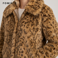 Veste en fausse fourrure pour femme, imprimé léopard de luxe, manteau chaud et épais en peluche pour l'hiver, streetwear tendance, vêtements d'extérieur en stock