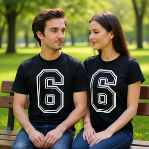 Camiseta para Parejas Número 6, Diseño Meme Seis Siete, Ropa Promocional - Product Image 3