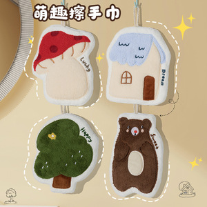 <b>Cute</b> Plush Hand Towel Cartoon Design Quick Dry Coral Fleece Kitchen Towels - Product Image 1