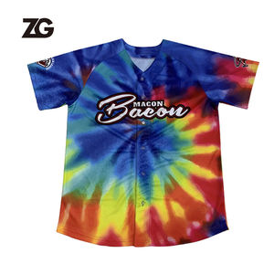 Jersey Bisbol Sublimasi Kustom Kualitas Terbaik, Baju Bisbol Kancing Pelangi Turnaround Cepat - Product Image 1