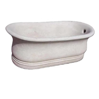 Baignoire de spa chaude en marbre blanc à surface solide avec siège Baignoire à savon élégante pour villa
