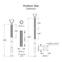 Lumière solaire de jardin intelligente à commande intelligente, étanche et résistante à la poussière IP66, 120 W, haute puissance, pour extérieur