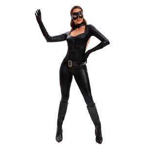 Nuevo <span class=keywords><strong>Disfraz</strong></span> de Halloween de <span class=keywords><strong>Mujer</strong></span> Gato Supermán Enmascarada, Sin Espalda, Gato Negro, Atuendo Escolar Sexy para Juego de Rol - Product Image 3