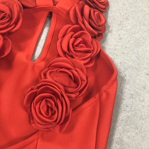 Abiti da sera <span class=keywords><strong>con</strong></span> <span class=keywords><strong>spacco</strong></span> alto a <span class=keywords><strong>spacco</strong></span> alto <span class=keywords><strong>con</strong></span> fiori di lusso 3D personalizzati abito formale <span class=keywords><strong>rosso</strong></span> per le donne - Product Image 6