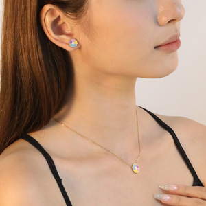Nouvel Arrivage : Ensemble de Bijoux Plaqué Or Personnalisé, Motif Dessin Animé Sucette Glacée Cerise, en Acier Inoxydable Émaillé, Boucles d'Oreilles et Collier pour Enfants - Product Image 6
