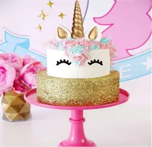 Torta di cartone animato unicorno Topper con argilla 3D corna, orecchie e occhi, per bambini torta Topper cottura e decorazioni torta Toppers all'ingrosso