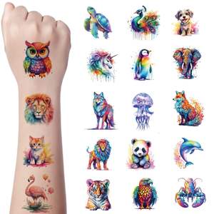 Tatuajes temporales de animales para niños, niñas y niños pequeños, pegatinas de tatuaje bonitas a prueba de agua, favores de fiesta de cumpleaños divertidos - Product Image 1