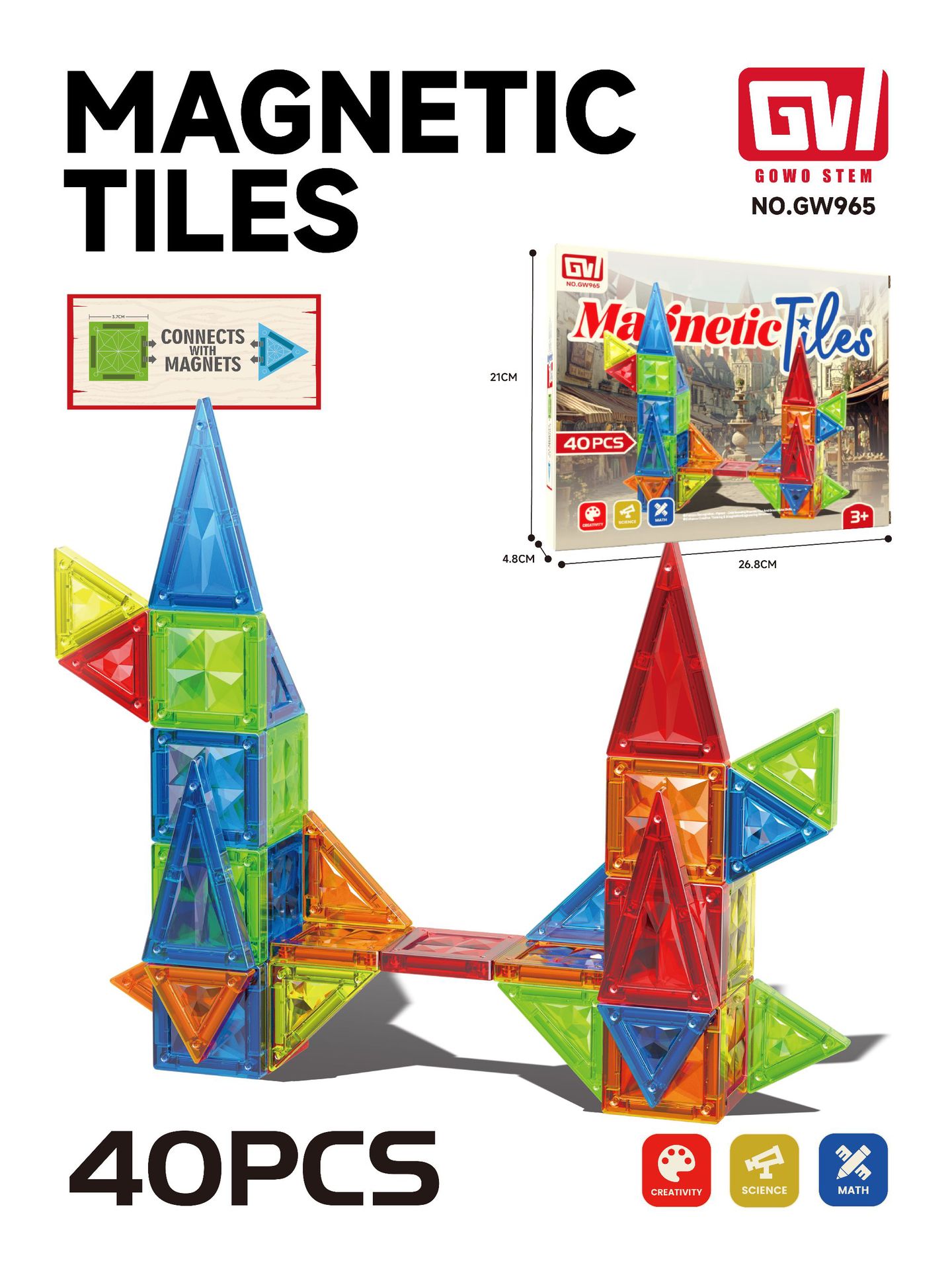 Gw965-40pcs scatola colorata - magnete fisso