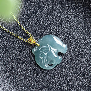 จี้หยกเจไดต์สีน้ำเงินรูปช้าง ประดับทอง 18K เครื่องประดับสำหรับผู้หญิง พร้อมใบรับรองการประเมิน D746 - Product Image 4