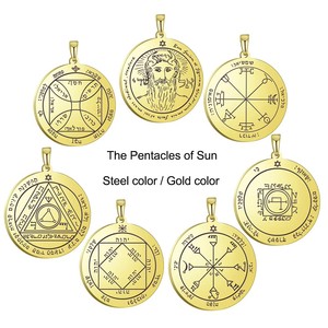 จี้กุญแจแห่งโซโลมอนสำหรับสร้อยคอ เครื่องประดับสแตนเลส พระเครื่อง จันทร์ ดาวเสาร์ ดาวพฤหัส ดวงอาทิตย์ ดาวศุกร์ ดาวอังคาร ดาวพุธ  พร้อมสัญลักษณ์ลึกลับ - Product Image 3