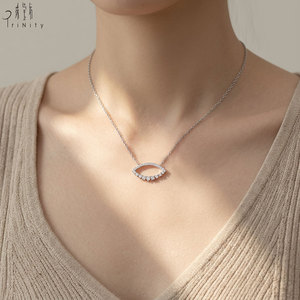 Hong Kong Wholesale Manufacturer Export Geometric Oval Necklace Jewelry Natural Diamond 18K <b>Solid</b> White <b>Gold</b> <b>Pendant</b> Necklace - Product Image 5