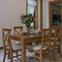 Table de salle à manger scandinave en bois, table de salle à manger de luxe pour 4 personnes avec chaises