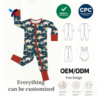 Combinaisons pour bébé antibactériennes personnalisables à double fermeture éclair en viscose de bambou 0-3 mois Combinaisons d'été pour bébé