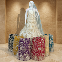 Lehenga en résille pour femme, orné de perles, taille unique, tenue de soirée évasée pour mariages, fiançailles et événements anniversaires
