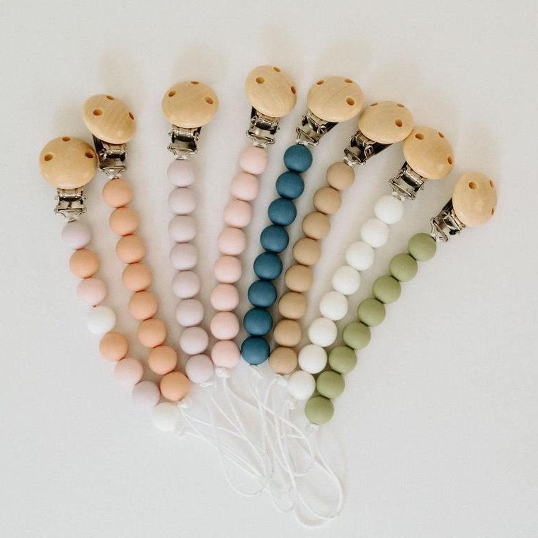 Зажимы-пустышки для детей, цепочка для соски, силиконовые бусины, игрушки для прорезывания зубов, деревянный держатель соски-пустышки, зажим