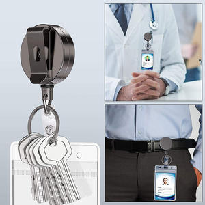 引き込み式キーチェーン4cmグレー金属バッジホルダー垂直IDカード & クレジットハーダーケーブル引き込み式キーチェーン - Product Image 2