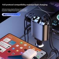 Chargeur de voiture 1-2-4 à charge ultra rapide, câble rétractable PD Type-C OLIVER, adaptateur de conversion pour téléphone