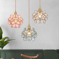 Lampe suspendue créative en forme de fleur pour chambre d'enfant en laiton pour salle à manger