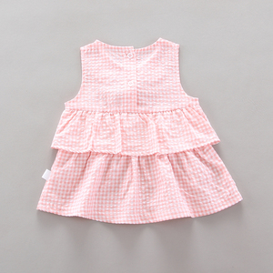 Proveedor Chino de Alibaba, Ropa de Verano para Bebés, Bonito Traje sin Mangas a Cuadros Rosa, Estilo Coreano, para Niña - Product Image 4