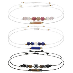 Nueva pulsera de piedra de cuentas tejida hecha a mano Simple amatista Ojo de Tigre Rosa cristal pareja amistad pulsera ajustable mujeres hombres - Product Image 1