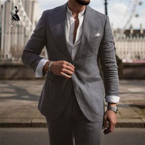 Traje de Dos Piezas YZ de Lino de un Solo Color con un Botón para Hombre, <span class=keywords><strong>Camisa</strong></span> de Manga Larga <span class=keywords><strong>y</strong></span> Pantalones Formales, Talla Grande - Product Image 6