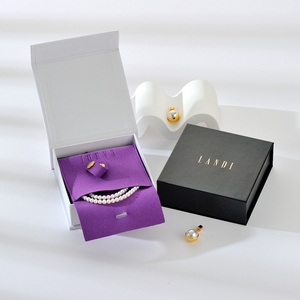 New Arrival Purple Metal Button Pouch Magnet <b>Boxes</b> <b>Black</b> Magnetic Closure Jewellery Gift Paper Box Folding Magnetic Jewelry Box - Product Image 6