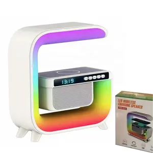 Low Price Wholesale Universal Multifunctional G Shaped Wireless Charger Led Lamp Alarm Clock Night Light